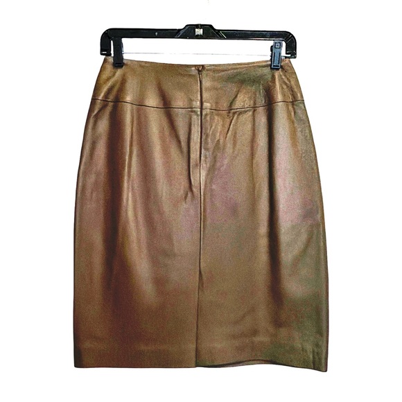 Carlisle Genuine Leather Pencil Skirt Bronze Metallic Luxury Career Classic | 6 - Picture 2 of 3